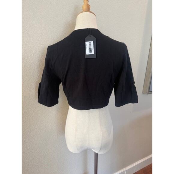 Aleeza Paris Naomi Black Stretchy Cropped Jacket - Sz Small $108 - Picture 4 of 8